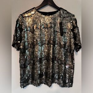 Elie Tahari Java Shirt, Size L, Platinum color